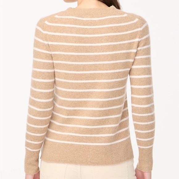 J crew heather mushroom ivory Striped crewneck sweater in extra-soft yarn - Picture 3 of 5